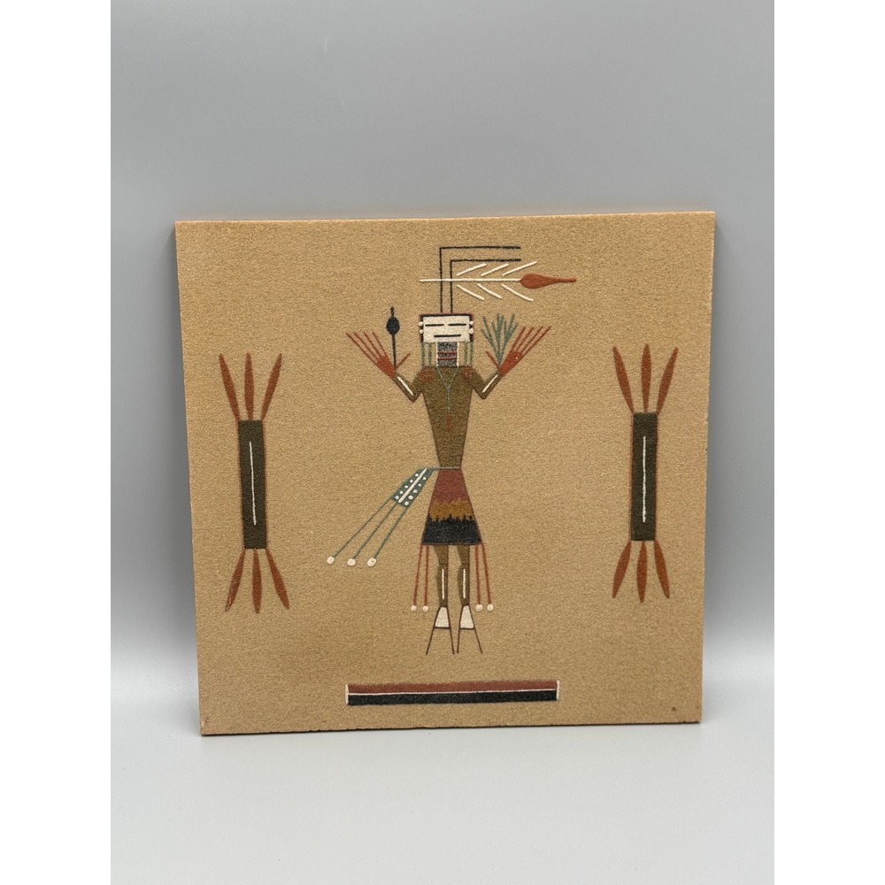Navajo Sand Painting Yeii Figure Native American Southwest Folk Art 12x12